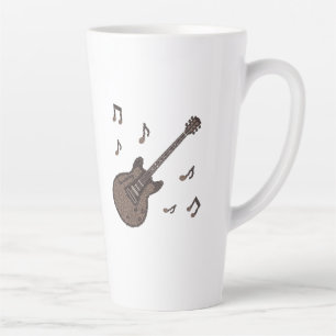 Tasse Latte Grains de café-Café-Guitare-Art du café-Musique-