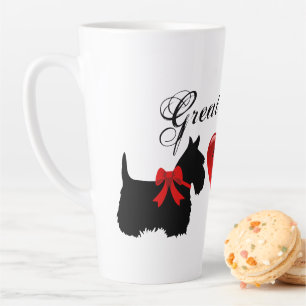 Tasse Latte "Grand Dieu !",Térrier écossais/cœur d'amour rouge
