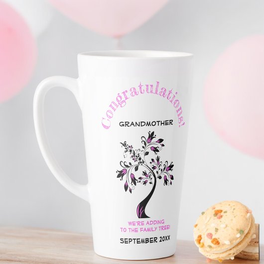Tasse Latte Grand-mère à être rose Faire-part d'arbre généalog
