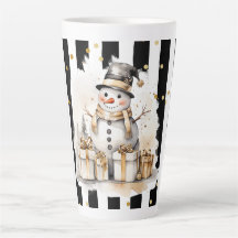 Tasse Latte Grand Snowman and Stripes Var04