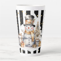 Tasse Latte Grand Snowman and Stripes Var05