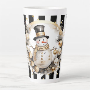 Tasse Latte Grand Snowman and Stripes Var07