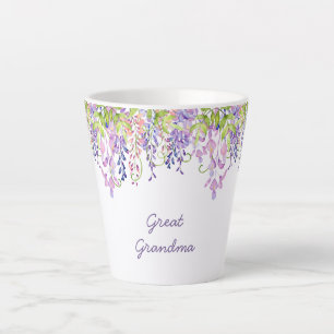 Tasse Latte Grande Grandma Purple Wisteria Aquarelle Florale