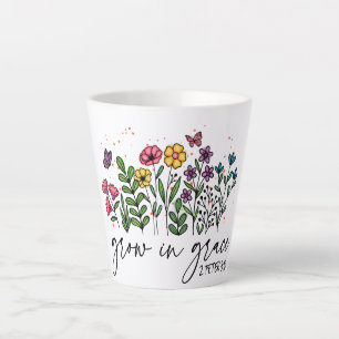 Tasse Latte Grandir en grâce - Floral Christian