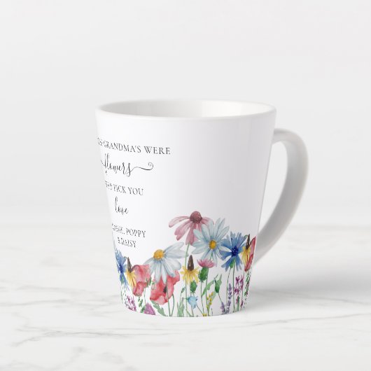 Tasse Latte Grandma Fleurs Poème Pays Fleur sauvage (Angle droit)