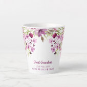 Tasse Latte Grandma Fleurs roses et violettes (Devant)