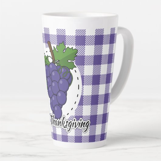 Tasse Latte Grape on Violet Plaid (Angle droit)