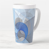 Tasse Latte Graphique d'art fractal gris bleu Abstrait moderne (Angle droit)