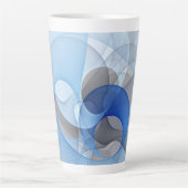 Tasse Latte Graphique d'art fractal gris bleu Abstrait moderne (Devant)