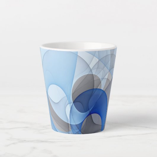 Tasse Latte Graphique d'art fractal gris bleu Abstrait moderne (Devant)