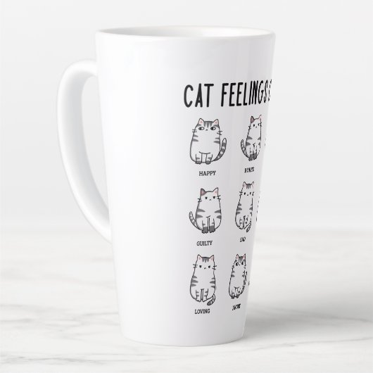 Tasse Latte Graphique Sentiments de chat (Angle gauche)