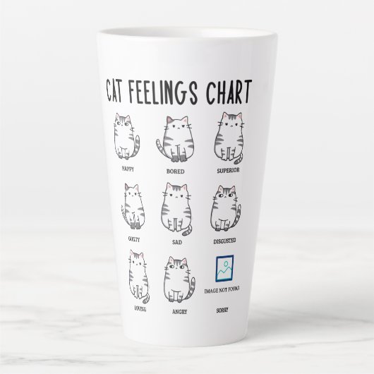 Tasse Latte Graphique Sentiments de chat (Devant)
