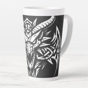 Tasse Latte Graphisme de tête de démon tribal par BurnsInHe
