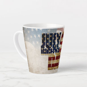 Tasse Latte Graphisme Grunge USA 4 juillet Indépendance