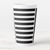 Tasse Latte Gras Blancs Noirs avec Minuscules Monogrammes Roug (Devant)