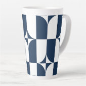 Tasse Latte Gras Bleu et blanc Mid-Century moderne géométrique (Angle droit)