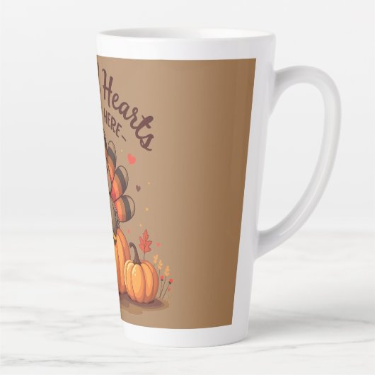 Tasse Latte Grateful Hearts Thanksgiving Turkey (Droite)