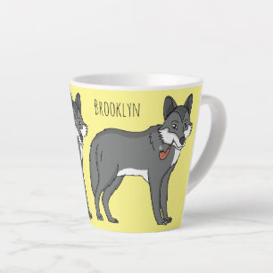 Tasse Latte Gray wolf with pipe cartoon