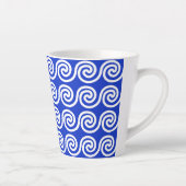 Tasse Latte Grec Meander Key Waves Motif Bleu (Droite)