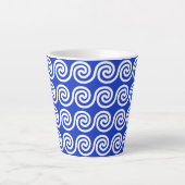 Tasse Latte Grec Meander Key Waves Motif Bleu (Devant)