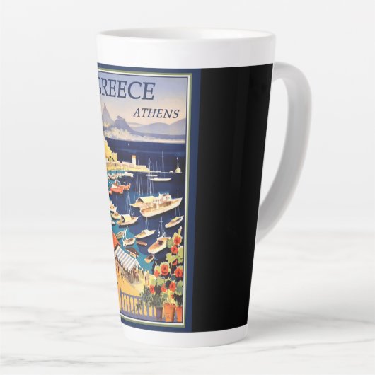 Tasse Latte Grèce Athènes Affiche de voyage (Angle droit)