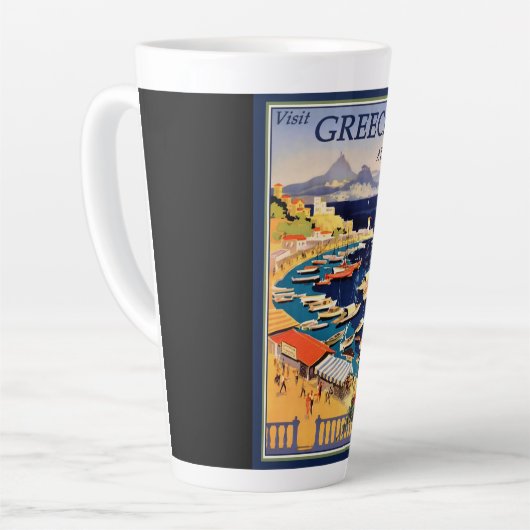 Tasse Latte Grèce Athènes Affiche de voyage (Angle gauche)