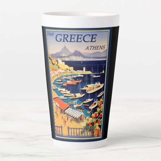 Tasse Latte Grèce Athènes Affiche de voyage (Devant)
