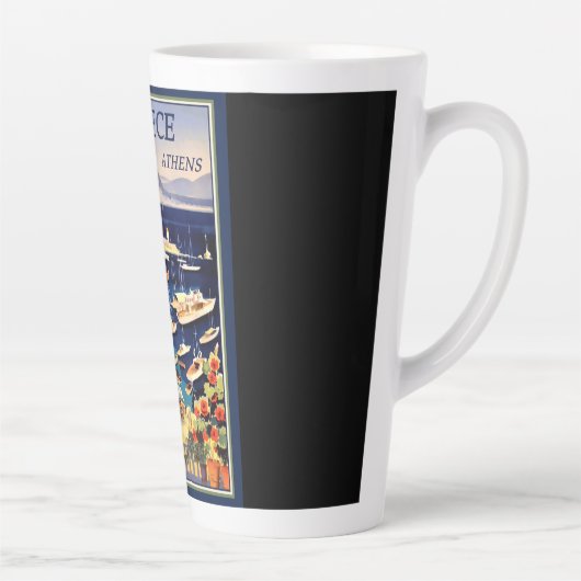 Tasse Latte Grèce Athènes Affiche de voyage (Droite)