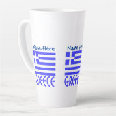 Tasse Latte Grèce et drapeau grec bleu Personnaliser trois côt (Angle gauche)
