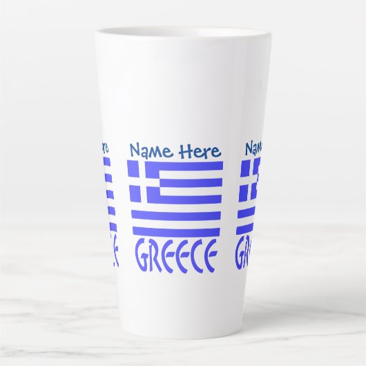 Tasse Latte Grèce et drapeau grec bleu Personnaliser trois côt (Devant)