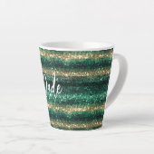 Tasse Latte Green Gold Glitter Christmas (Angle droit)