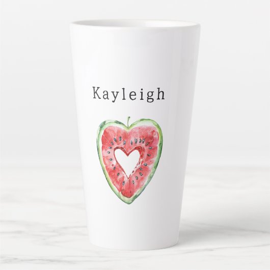 Tasse Latte Green Red Heart Watermelon Birthday (Devant)