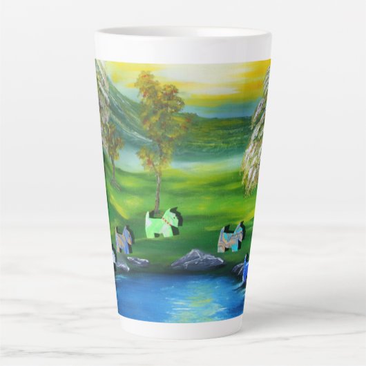 Tasse Latte Green Venus Scotties à l'étang (Devant)