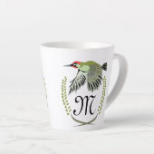 Tasse Latte Green woodpecker à Flight monogram (Angle droit)