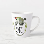 Tasse Latte Green woodpecker à Flight monogram (Droite)