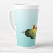 Tasse Latte Grenouille jaune sur feuille de lotus (Angle gauche)