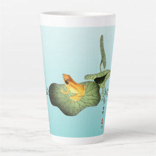 Tasse Latte Grenouille jaune sur feuille de lotus
