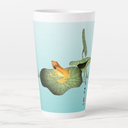 Tasse Latte Grenouille jaune sur feuille de lotus (Devant)