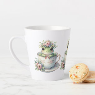 Tasse Latte Grenouille lunaire en Teacup Floral