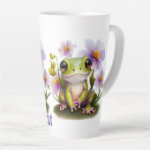 Tasse Latte Grenouille mignonne en fleurs (Angle droit)