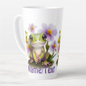 Tasse Latte Grenouille mignonne en fleurs (Angle gauche)