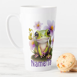 Tasse Latte Grenouille mignonne en fleurs