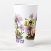Tasse Latte Grenouille mignonne en fleurs (Devant)