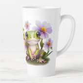 Tasse Latte Grenouille mignonne en fleurs (Droite)