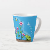 Tasse Latte Grenouille mignonne et abeille dans le jardin dess (Angle droit)