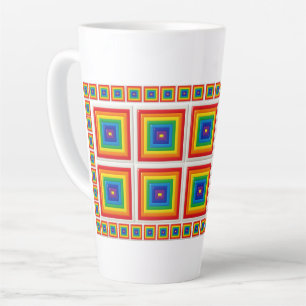 Tasse Latte Grille Géométrique Arc-en-Ciel