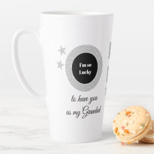 Tasse Latte Gris blanc tellement chanceux Grand-papa avec phot
