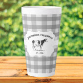 Tasse Latte Gris Buffalo Plaid Farm Cow LatMug