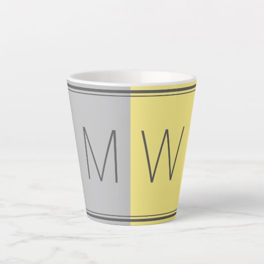 Tasse Latte gris jaune | Moderne | Motivation | MONOGRAMME (Devant)