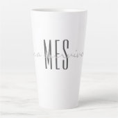 Tasse Latte Gris, Monogramme, Script Je suis un survivant 17oz (Devant)